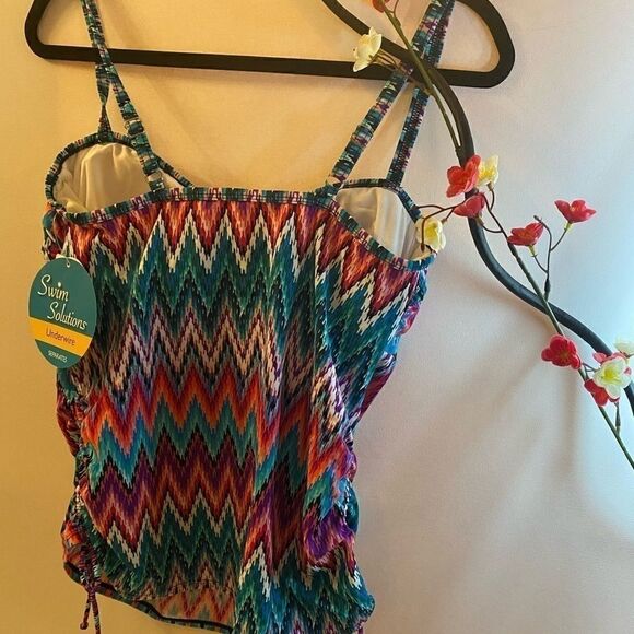 Swim solutions twister Bra printed  tankini Top - Picture 3 of 7